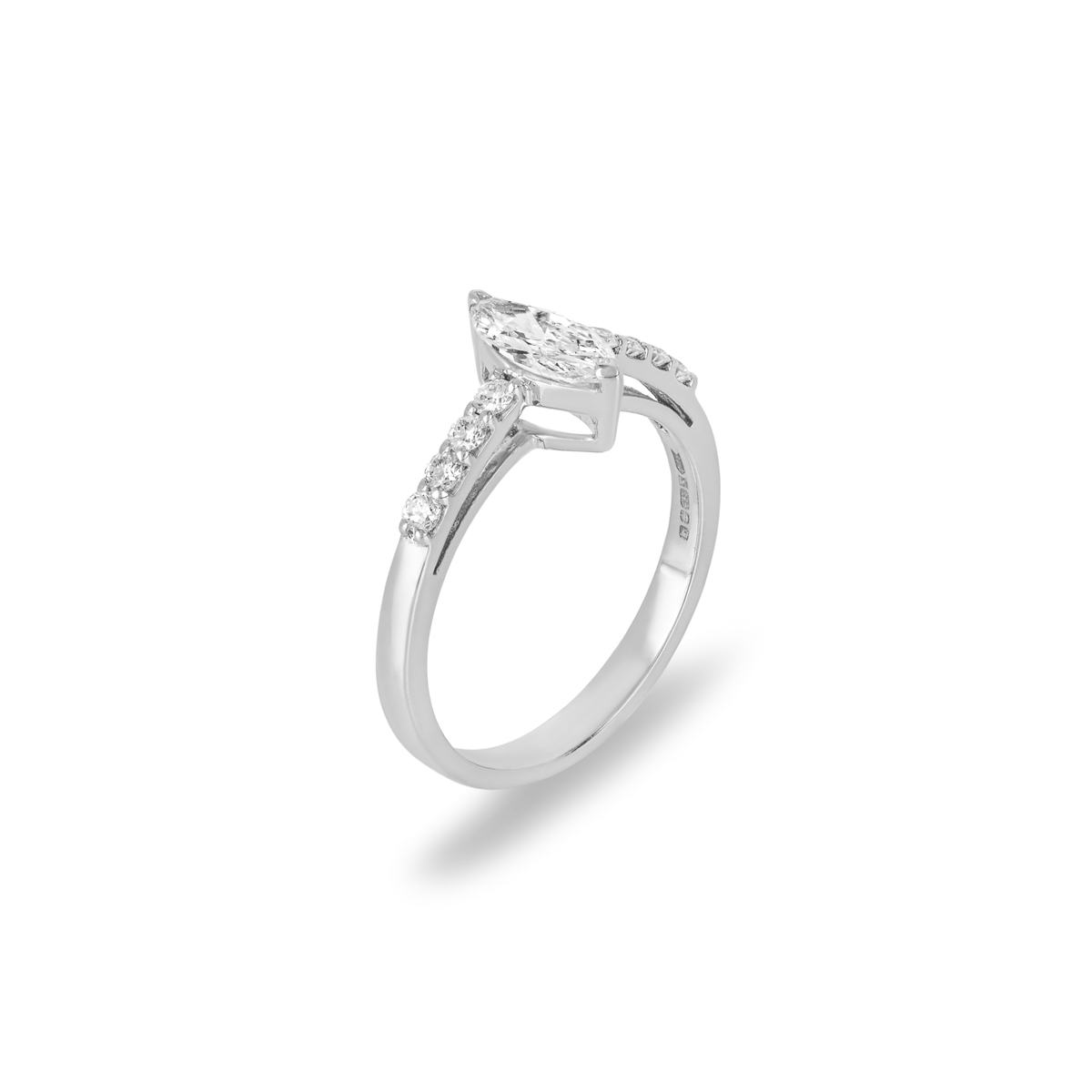 White Gold Marquise Cut Diamond Ring 0.53ct I/VS1